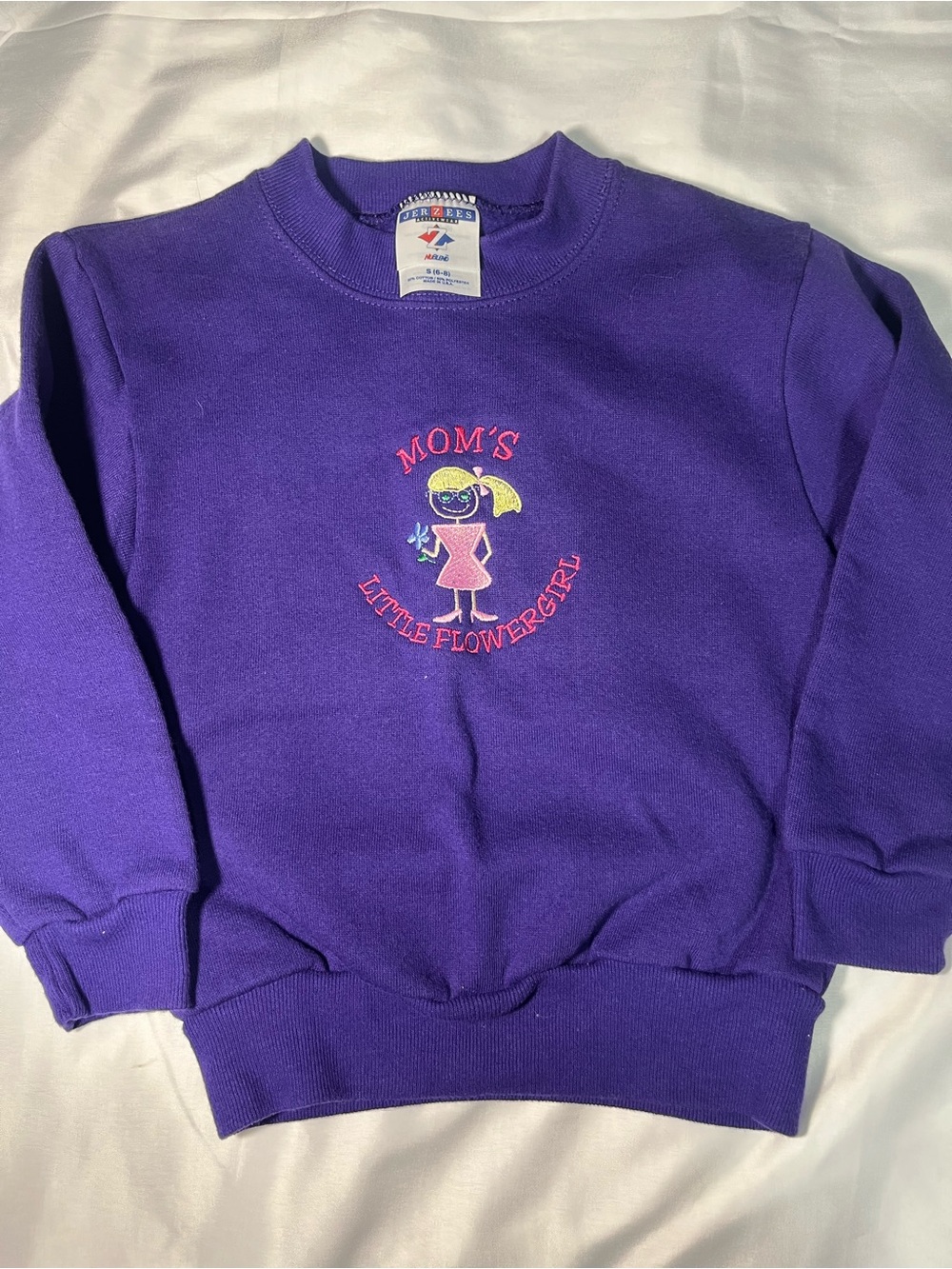 Vintage 90s Jerzees‎ Sweatshirt Youth Small Purple USA Moms Flower Girl